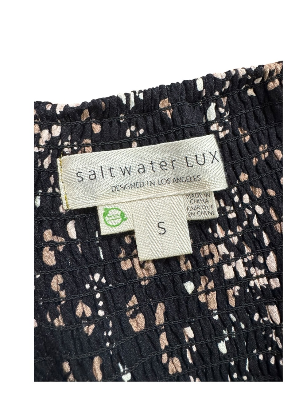 SALTWATER LUXE | Printed Sleeveless Midi Dress with Cutout in Black Motif, Small - Picture 8 of 12